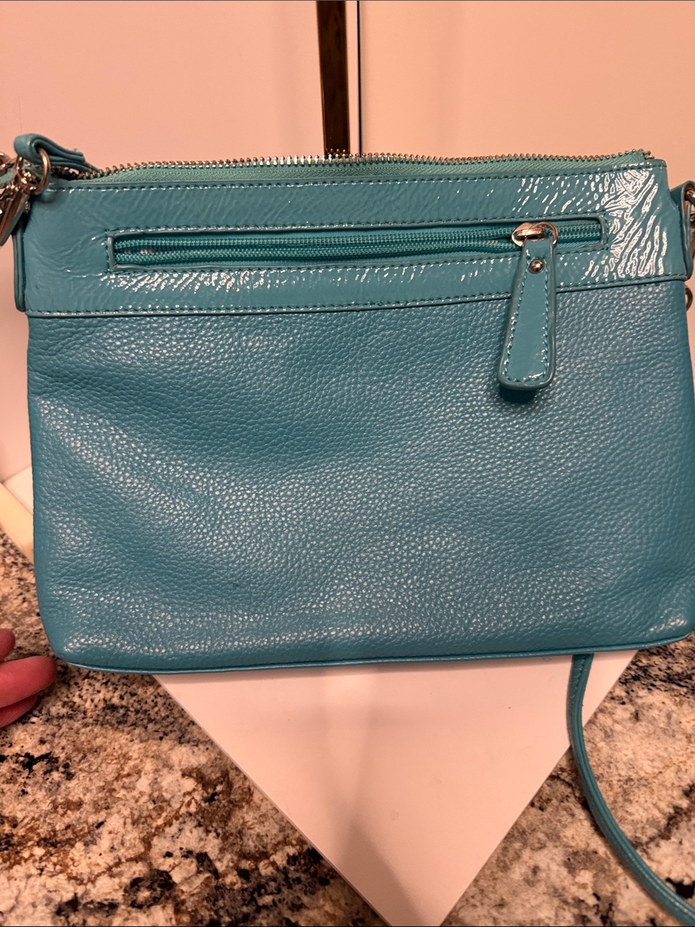 Sharif Turquoise Crossbody Shoulder Bag - hair on - Picture 5 of 10